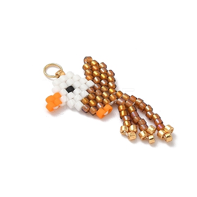 Glass Seed Beaded Bird Pendants PALLOY-MZ00920-03-1