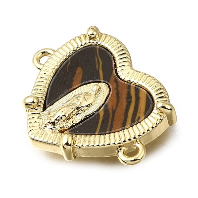 Heart Brass & Acrylic Connector Charms KK-G602-12B-04-1
