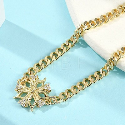 Brass Micro Pave Clear Cubic Zirconia Link Bracelets BJEW-M050-03G-03-1