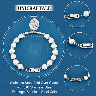 Unicraftale 10Pcs 304 Stainless Steel Fold Over Clasp STAS-UN0049-93-1