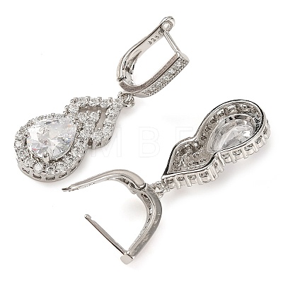 Gourd Rack Plating Brass Micro Pave Cubic Zirconia Hoop Earrings EJEW-I304-13P-01-1