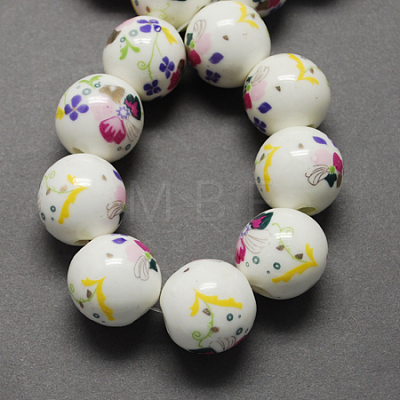 Handmade Printed Porcelain Beads PORC-Q199-12mm-06-1
