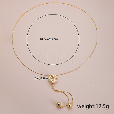 Elegant Hollow Flower Y-Shaped Chain Pendant Lariat Necklaces for Autumn/Winter RX2303-1-1