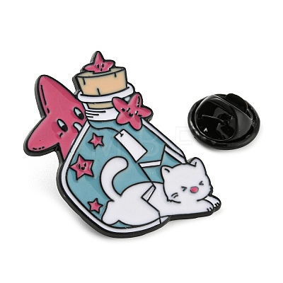 Cat in the Bottle Enamel Pins JEWB-Q033-01A-1