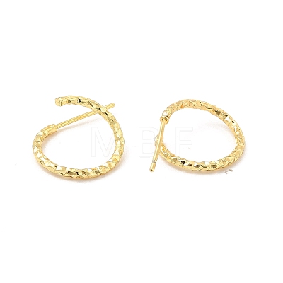 Brass Faceted C-shape Stud Earrings EJEW-P213-10G-1