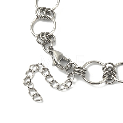 304 Stainless Steel Rings Link Chain Bracelet BJEW-TA00334-04-1