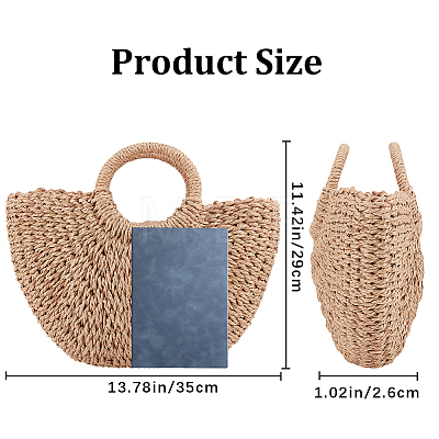 Boho Women's Straw Knitted Bag AJEW-WH0348-19-1