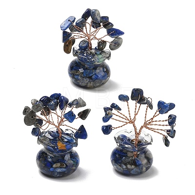Natural Lapis Lazuli Chips Tree of Life Decorations DJEW-Z007-02S-1