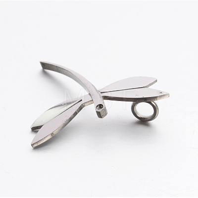 304 Stainless Steel Rhinestone 3D Dragonfly Mini Pendants STAS-E090-77P-1