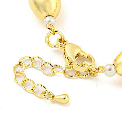 Rack Plating Oval Brass & ABS Imitation Pearl Beaded Bracelets for Women BJEW-P322-14G-1