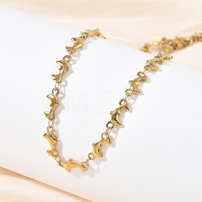 304 Stainless Steel Dolphin Link Chain Necklaces for Women NJEW-G201-02G-1