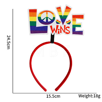 Pride Rainbow Word Love Wins Plastic & Non-woven Fabrics Hair Band RABO-PW0001-144D-1