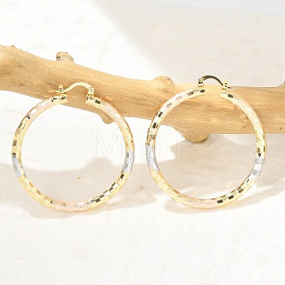 Brass Two Tone Hoop Earrings EJEW-B117-06E-M-1