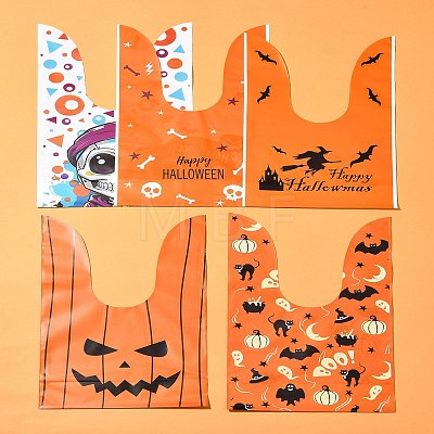 50Pcs 5 Styles Rabbit Shaped Halloween Candy Plastic Bags ABAG-FS0001-08B-1