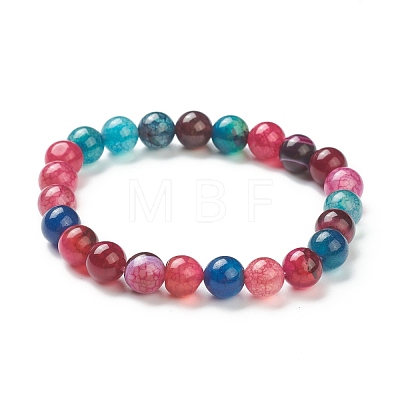 Natural Agate Beaded Stretch Bracelets BJEW-D446-C-05-1