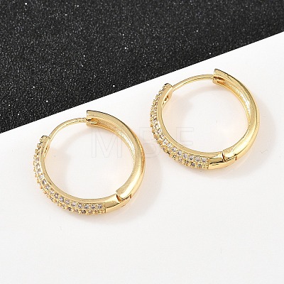 Brass Clear Cubic Zirconia Hoop Earrings EJEW-A156-08A-G-1