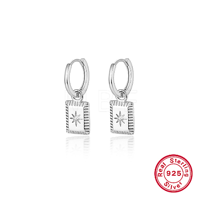 Rhodium Plated 925 Sterling Silver Dangle Hoop Earrings RH5546-2-1