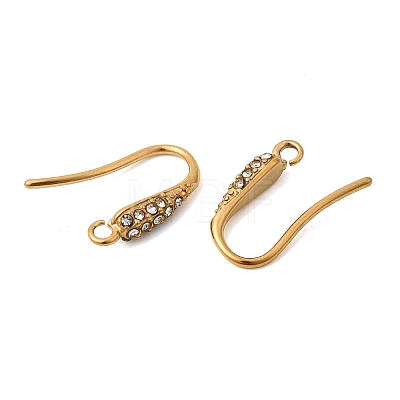 304 Stainless Steel Rhinestone Earring Hooks STAS-B128-43G-1
