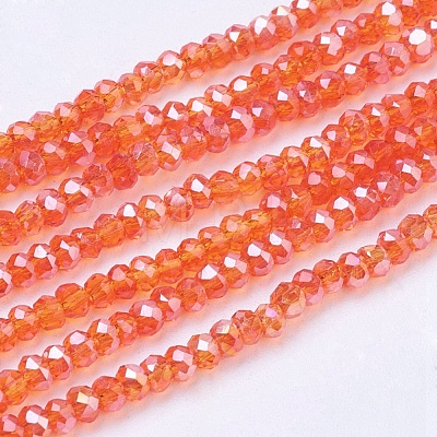 Faceted Rondelle Electroplate AB Color Plated Glass Beads Strands X-EGLA-F003-C20-1
