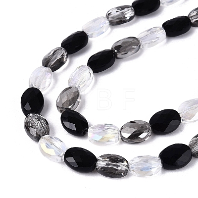 Electroplate Imitation Jade & Opaque & Transparent Glass Beads Strands EGLA-Q135-6x8MM-01H-1