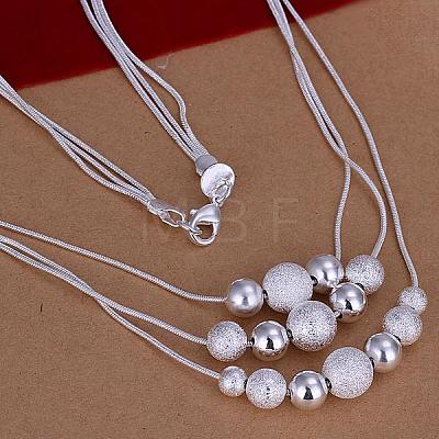 Popular Silver Color Plated Brass 3-strand Snake Chain Necklaces NJEW-BB12672-1