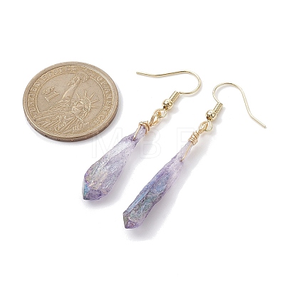 Dyed Natural Quartz Crystal Dangle Earrings EJEW-JE05487-1
