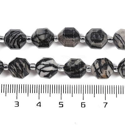 Natural Black Netstone Beads Strands G-O201B-143G-1