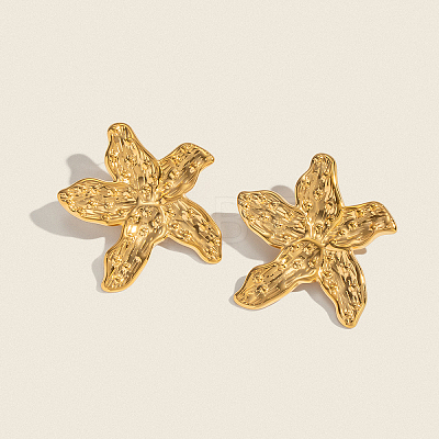 304 Stainless Steel Starfish Stud Earrings FR8971-1