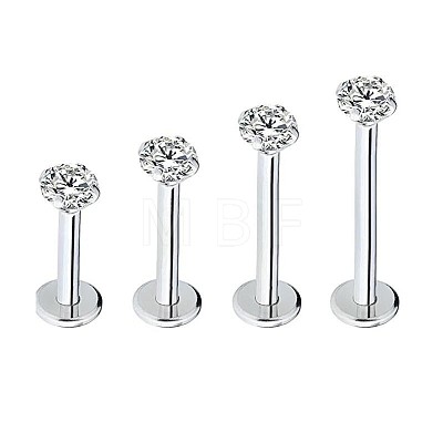 G23 Titanium Steel Clear Cubic Zirconia Threadless Labret Stud WG700A9-08-1