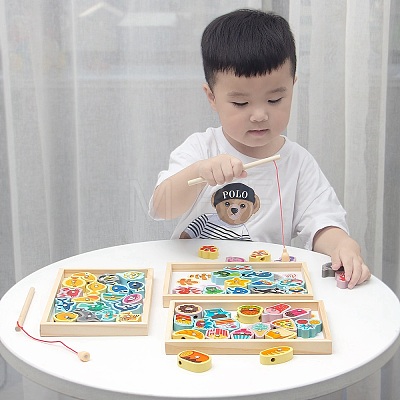 Wooden Magnetic Fishing Games AJEW-D066-01B-1