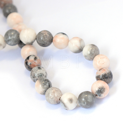 Natural Pink Zebra Jasper Round Bead Strands X-G-E334-4mm-11-1