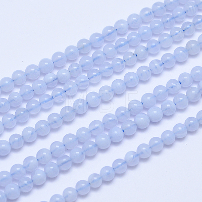 Grade A Natural Blue Lace Agate Round Bead Strands G-L417-09-4mm-1