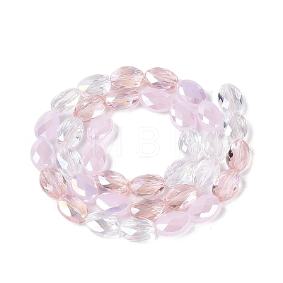 Electroplate Imitation Jade & Opaque & Transparent Glass Beads Strands EGLA-Q135-8x11MM-01B-1