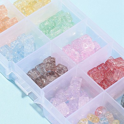 155Pcs 10 Style Transparent Crackle Glass Beads GLAA-FS0001-47-1