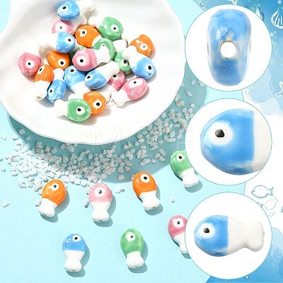 16Pcs 4 Colors Handmade Porcelain Ceramic Beads PORC-FS0001-65-1