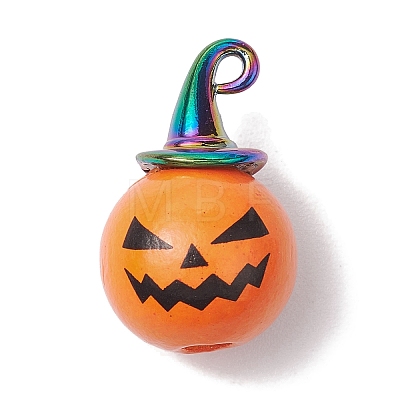 Halloween theme Wood with Alloy Pendant PALLOY-JF02657-01-1