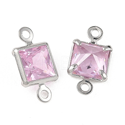 SHEGRACE Brass Pave Cubic Zirconia Square Connector Charms XGRQ2O264-440E-P-1