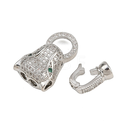 Brass Micro Pave Cubic Zirconia Fold Over Clasps ZIRC-L062-K01-P-1-1