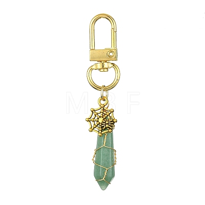 Copper Wire Wrapped Gemstone Bullet Pendant Decorations HJEW-JM01238-01-1