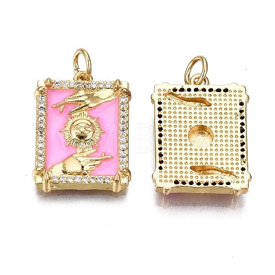 Brass Micro Pave Clear Cubic Zirconia Pendants ZIRC-S067-011-NR-1