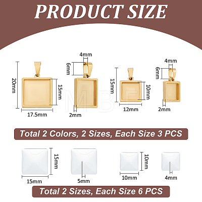 Unicraftale DIY Blank Square Pendant Making Kit DIY-UN0005-46-1