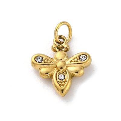 304 Stainless Steel Rhinestone Pendants STAS-E550-32G-1
