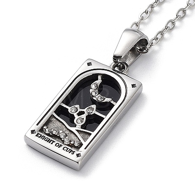 Rhinestone Tarot Card Pendant Necklace with Enamel PW23032742103-1