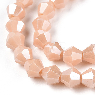 Opaque Solid Color Electroplate Glass Beads Strands EGLA-A039-P6mm-A06-1