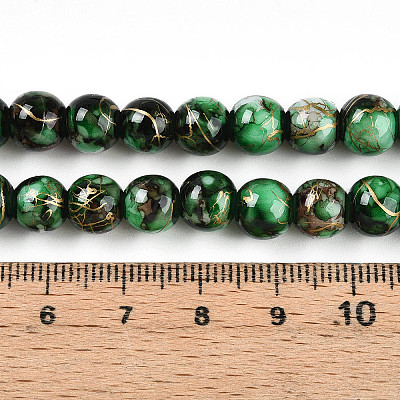 Baking Painted Glass Beads Strands DGLA-N003-8mm-B09-1