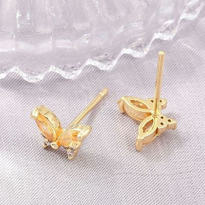 Brass Micro Pave Cubic Zirconia Stud Earrings for Women KK-A305-06G-03-1