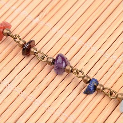 Chakra Handmade Gemstone Chip Beads Brass Chains for Necklaces or Bracelets Making AJEW-JB00215-01-1