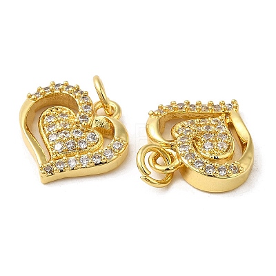Rack Plating Brass Micro Pave Cubic Zirconia Charms KK-C030-22G-1