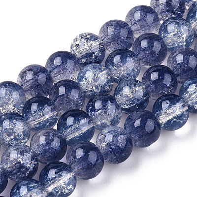 Transparent Crackle Baking Painted Glass Beads Strands DGLA-T003-01C-02-1
