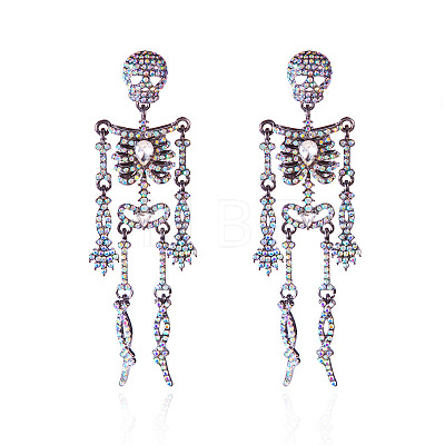 Halloween Zinc Alloy Crystal AB Rhinestone Dangle Stud Earrings FS-WGF4447-01-1